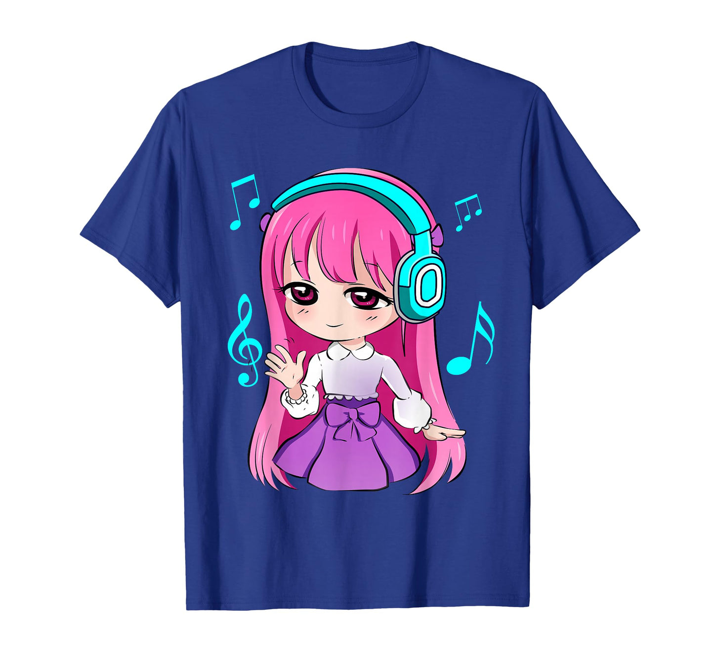 Anime and Music Girl for Teen Chibi Graphic Anime Girl T-Shirt