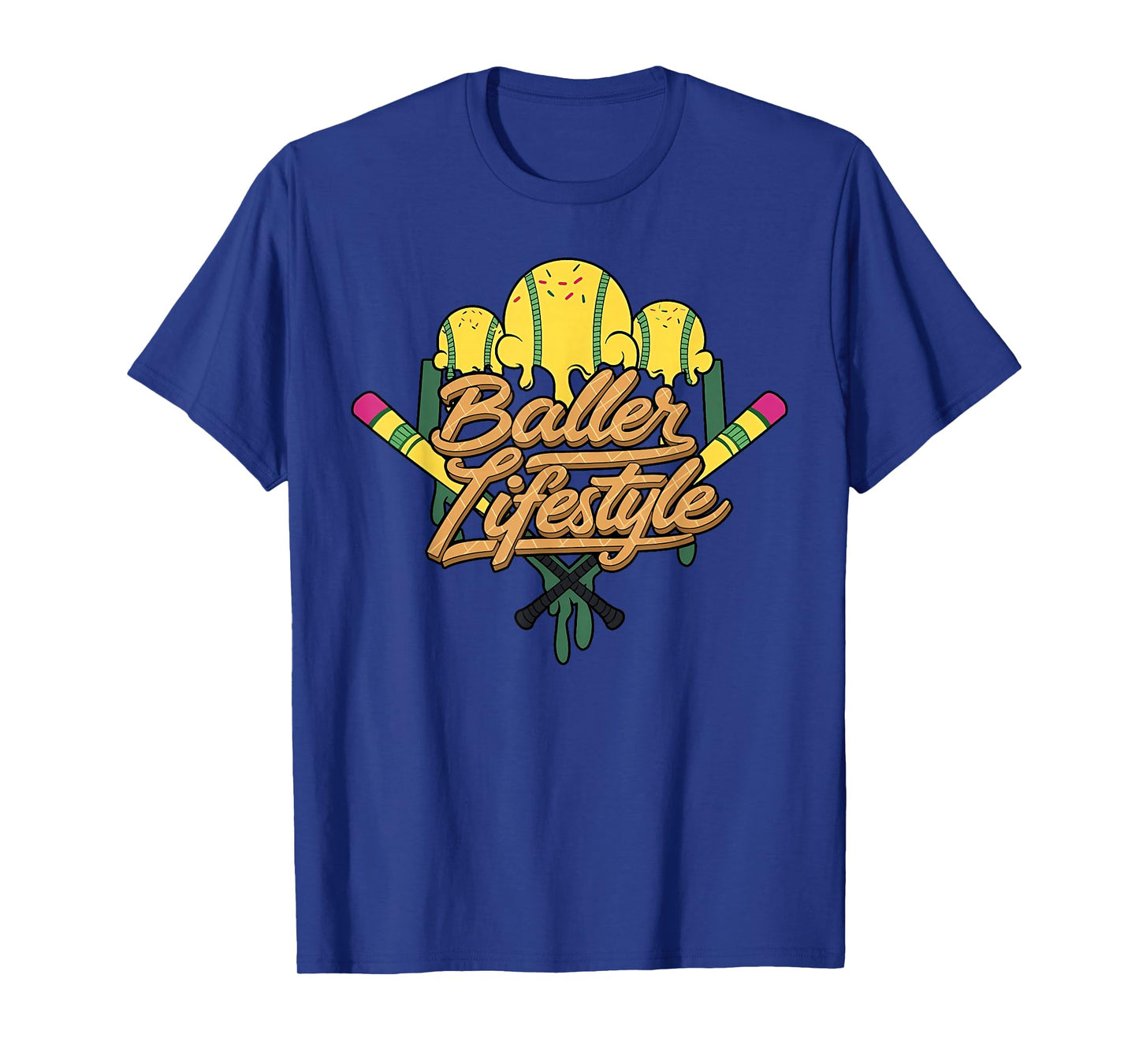 Baseball Lifestyle Home Plate Ice Cream Drip Men Boys Kids T-Shirt