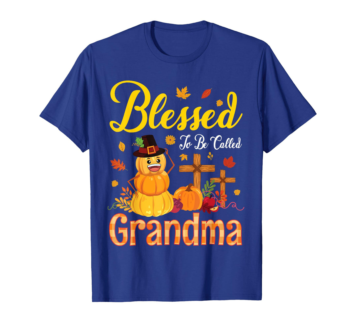 Flower Fruits Pumpkin Pilgrim Blessed To Be Called Grandma T-Shirt