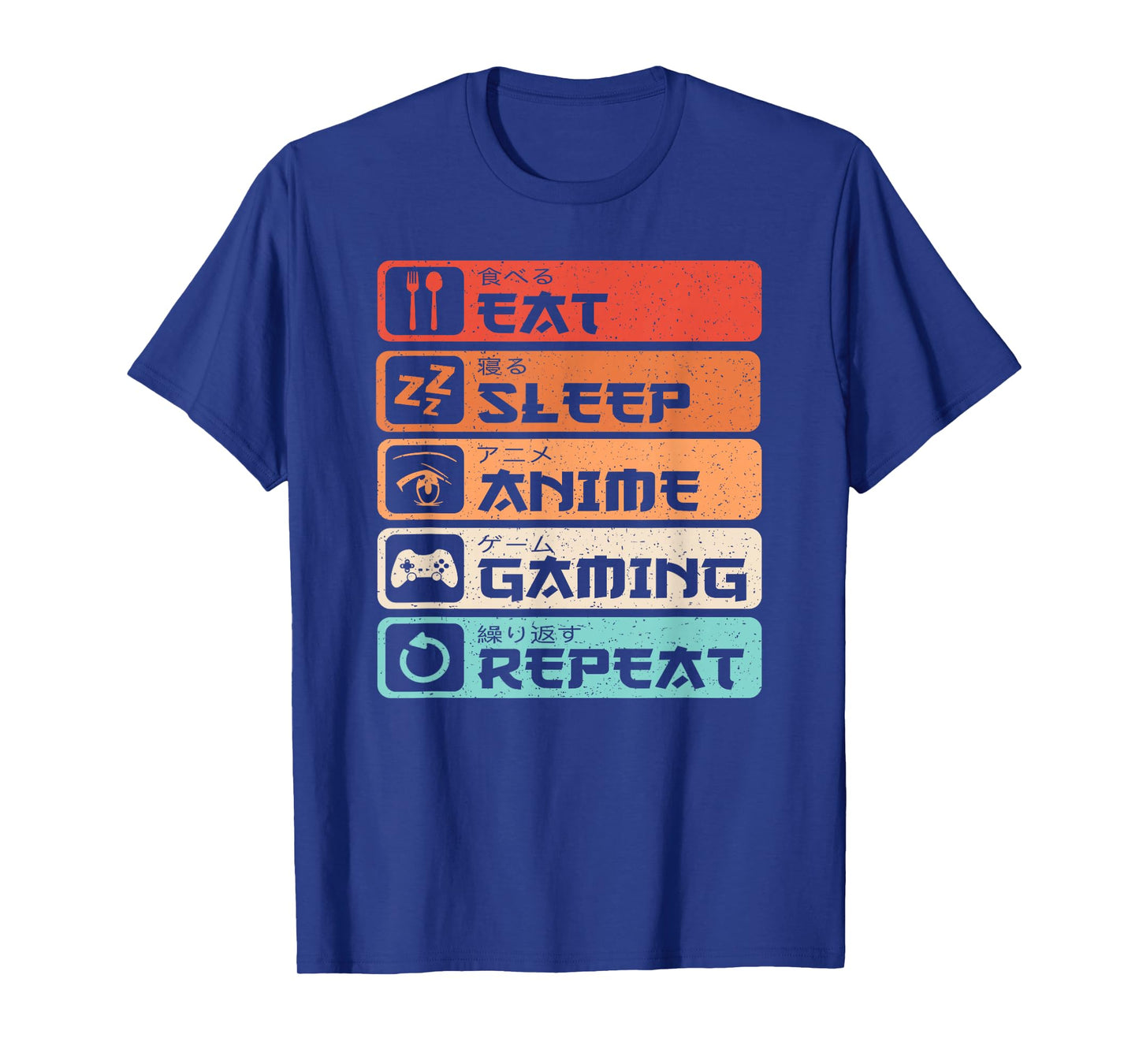 Eat Sleep Anime Gaming Repeat Otaku Manga Men Boys Retro T-Shirt