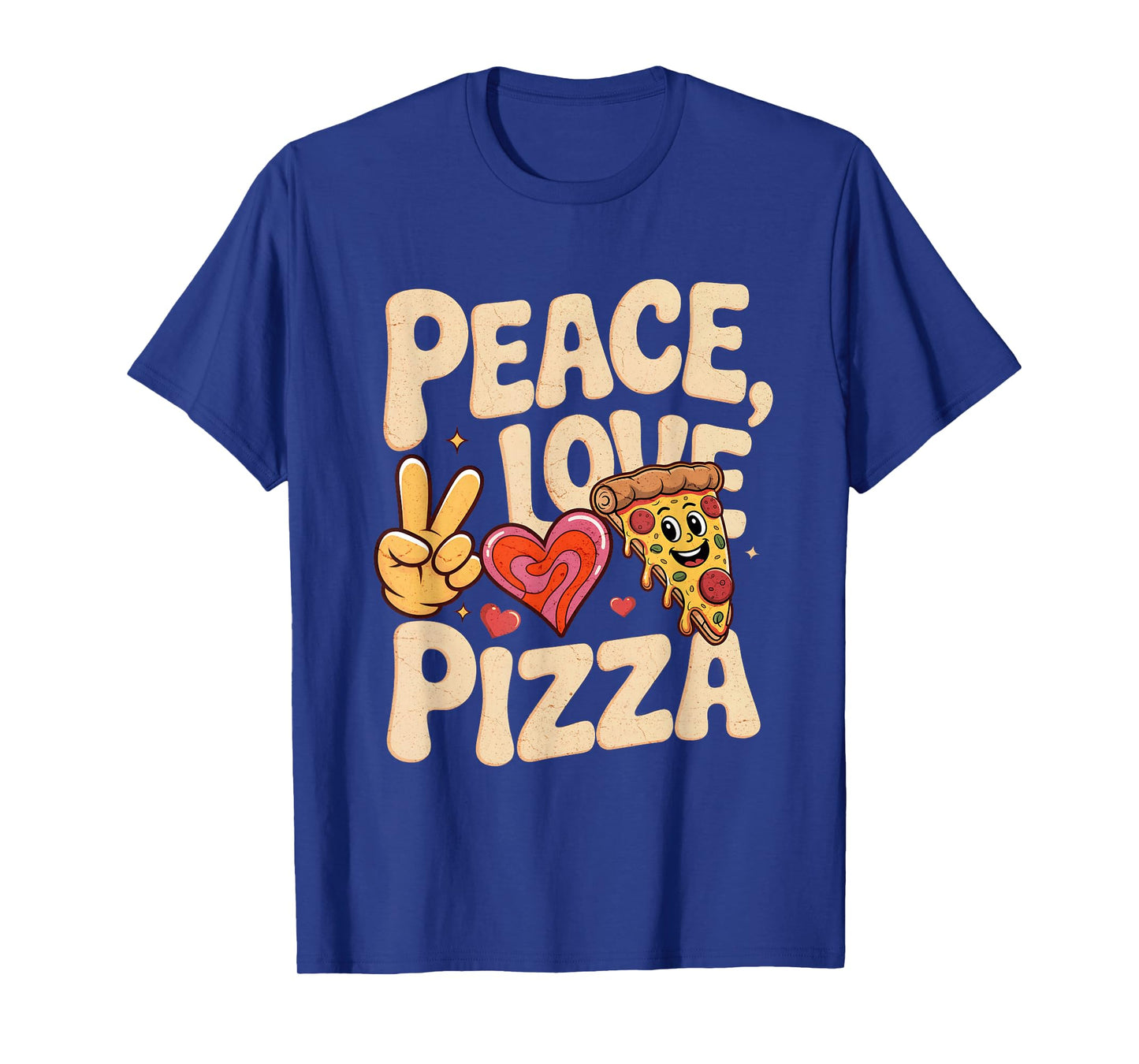 Peace Love Pizza Fun Retro Fast Food Lovers Meme Pizza Face T-Shirt