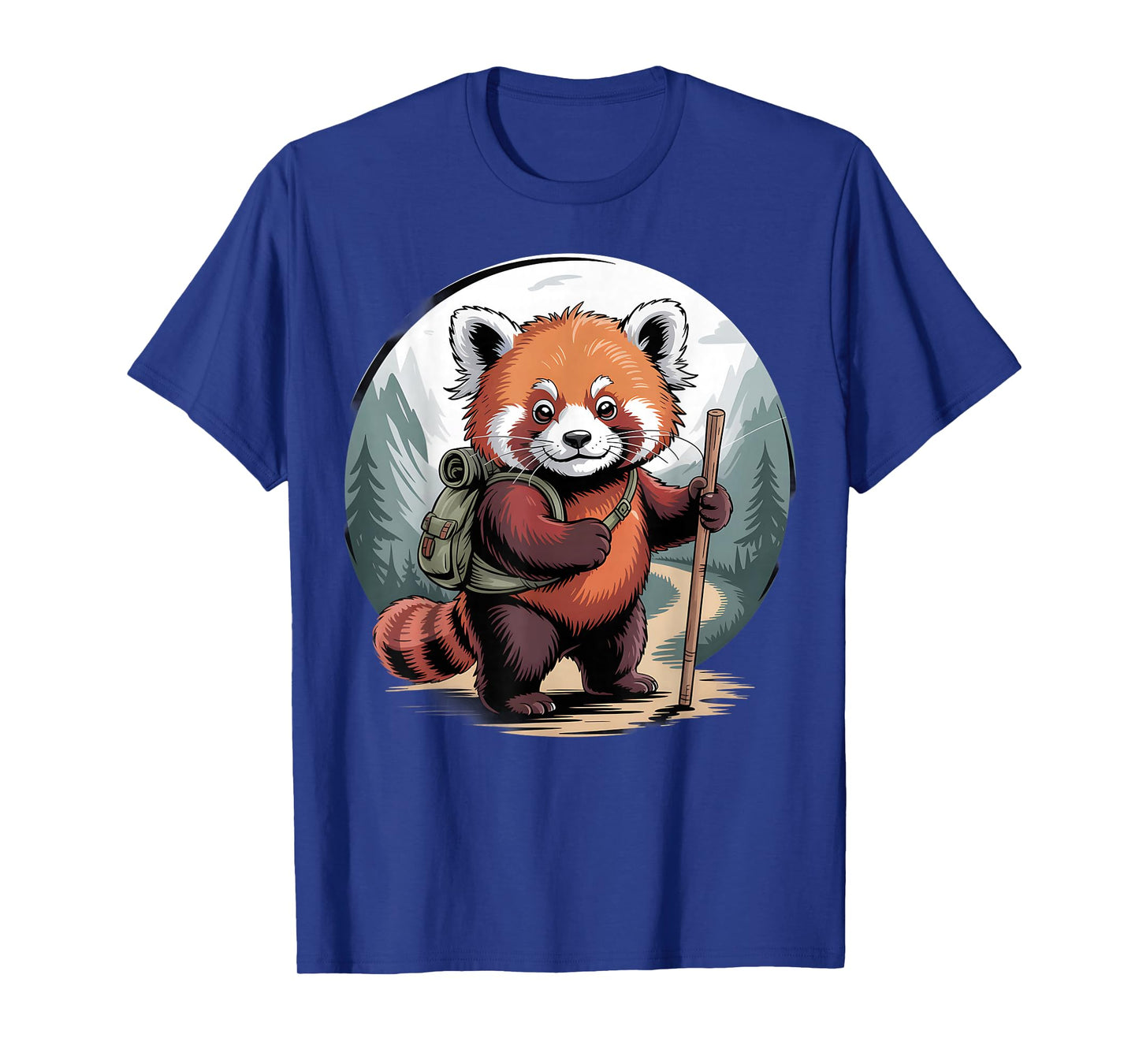 Adorable Red Panda Hiking in Forest with Backpack T-Shirt