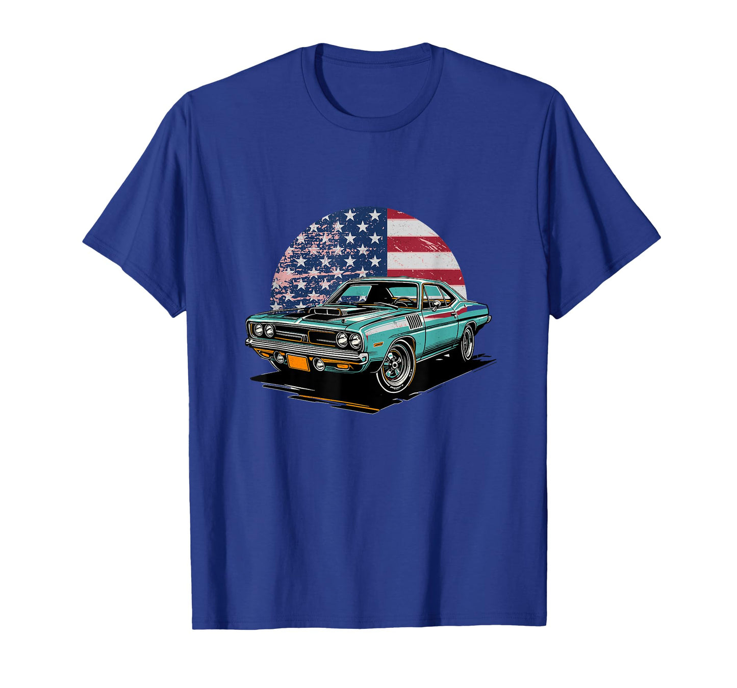 Vintage Muscle Car US American Flag Classic Sports Car Men T-Shirt