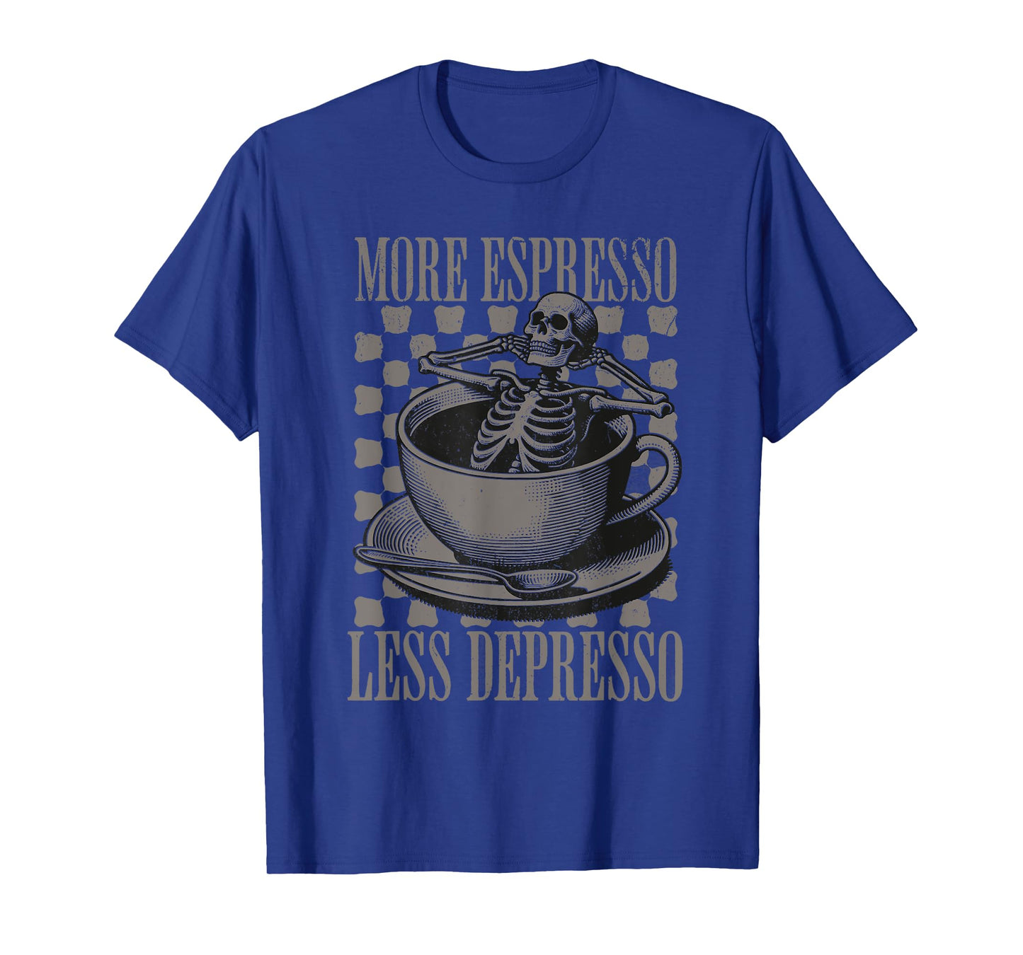 More Espresso Less Depresso Halloween Skeleton In Coffee T-Shirt