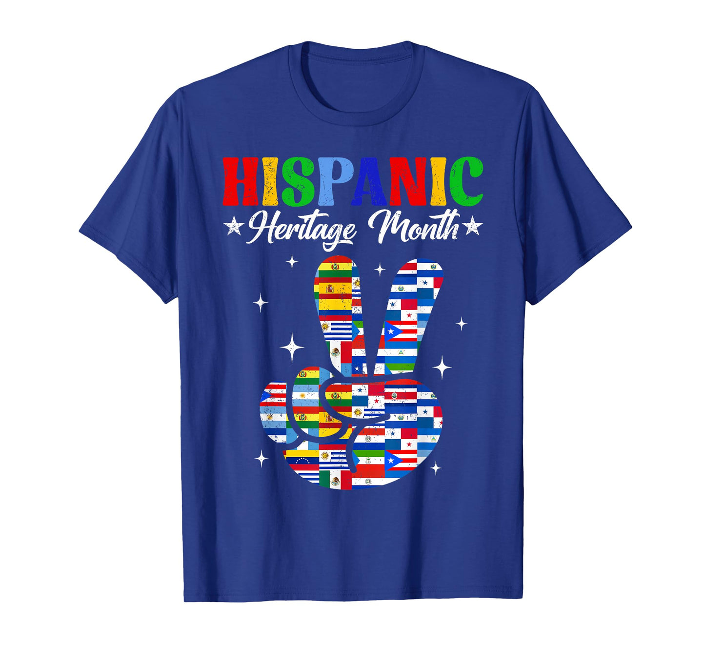 Hispanic Heritage Month All Latino Hispanic Flags Peace Sign T-Shirt