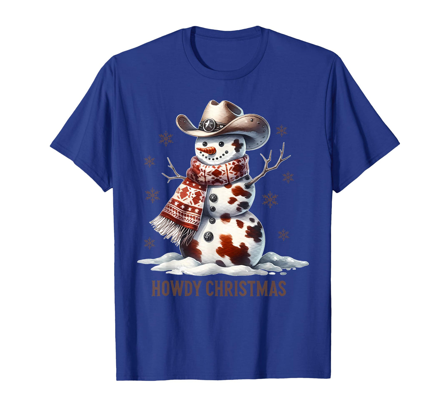 Howdy Christmas Cowhide Snowman Western Country Cowboy Xmas T-Shirt