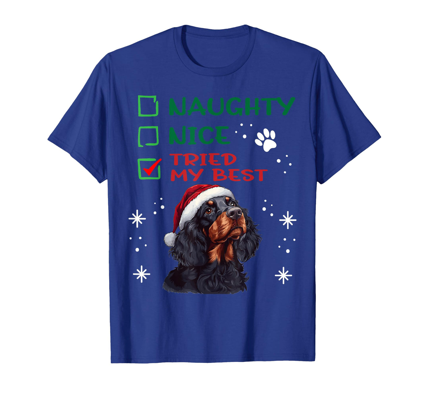 Cute Gordon Setter Dog Christmas Naughty Nice Tried my Best T-Shirt