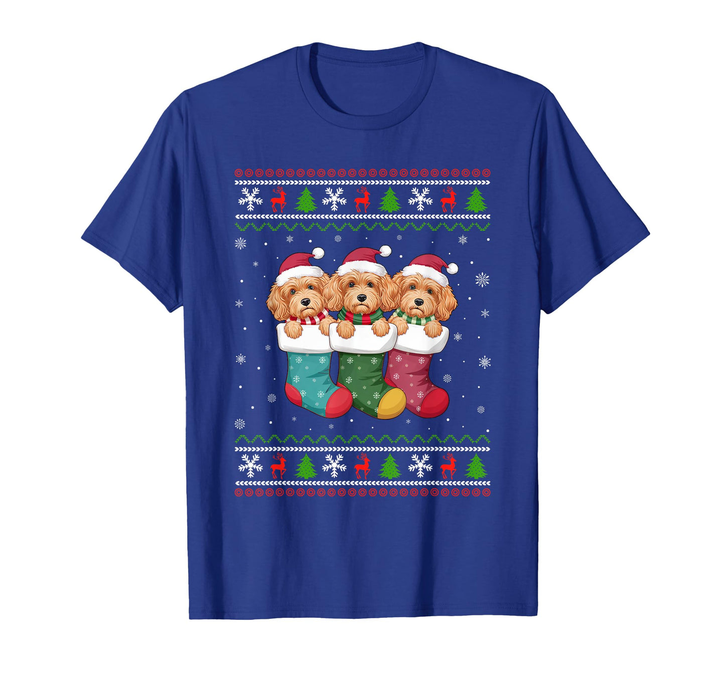 Ugly Xmas Sweater Cockapoo Dog In Christmas Socks T-Shirt