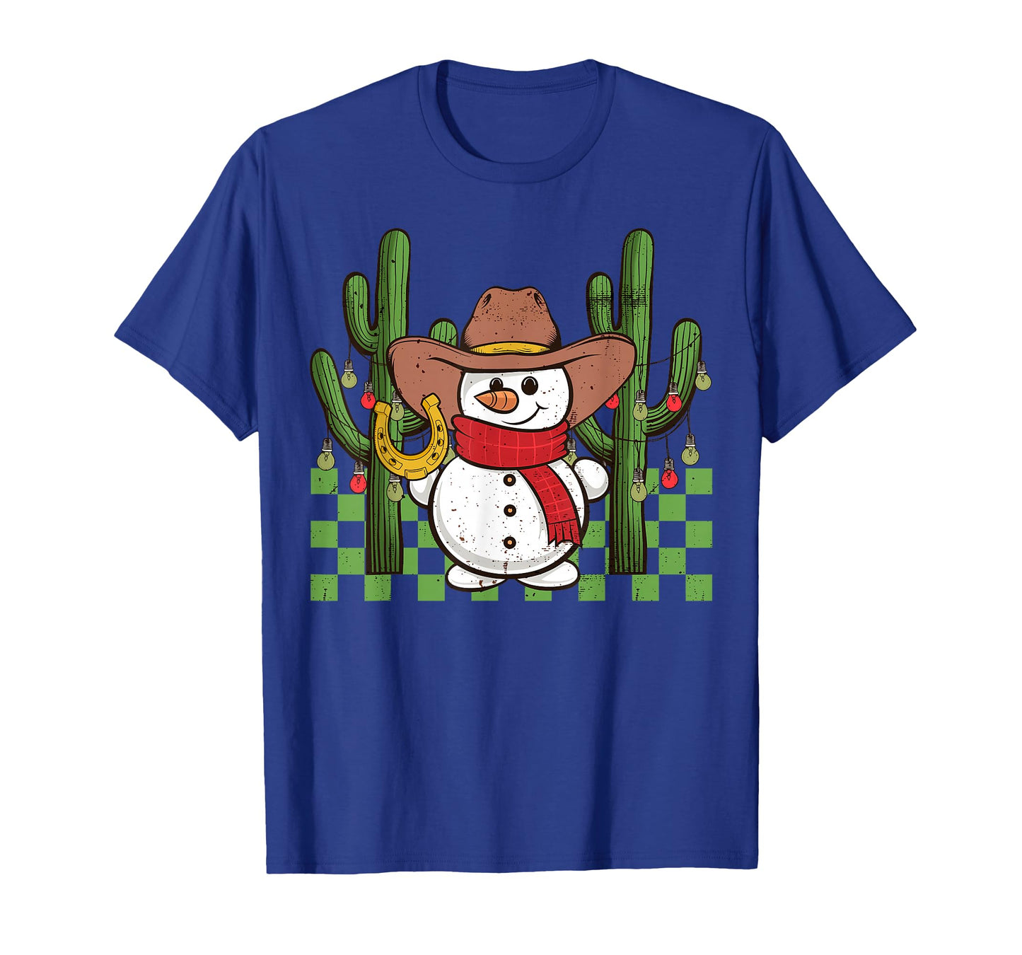 Groovy Cowboy Snowman Western Christmas Cactus Apparel T-Shirt