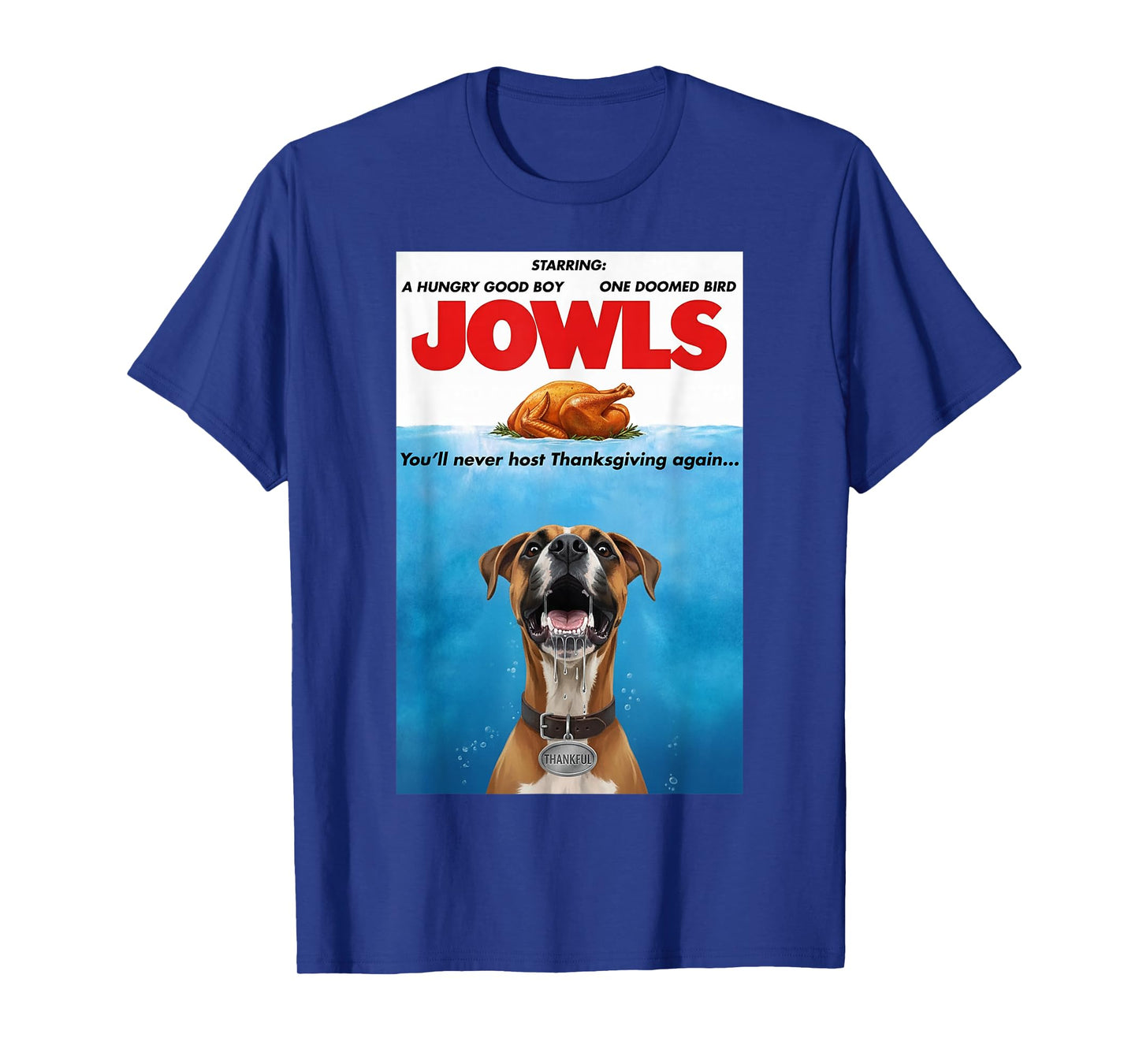 Funny Jowls Thanksgiving Boxer and Turkey T-Shirt