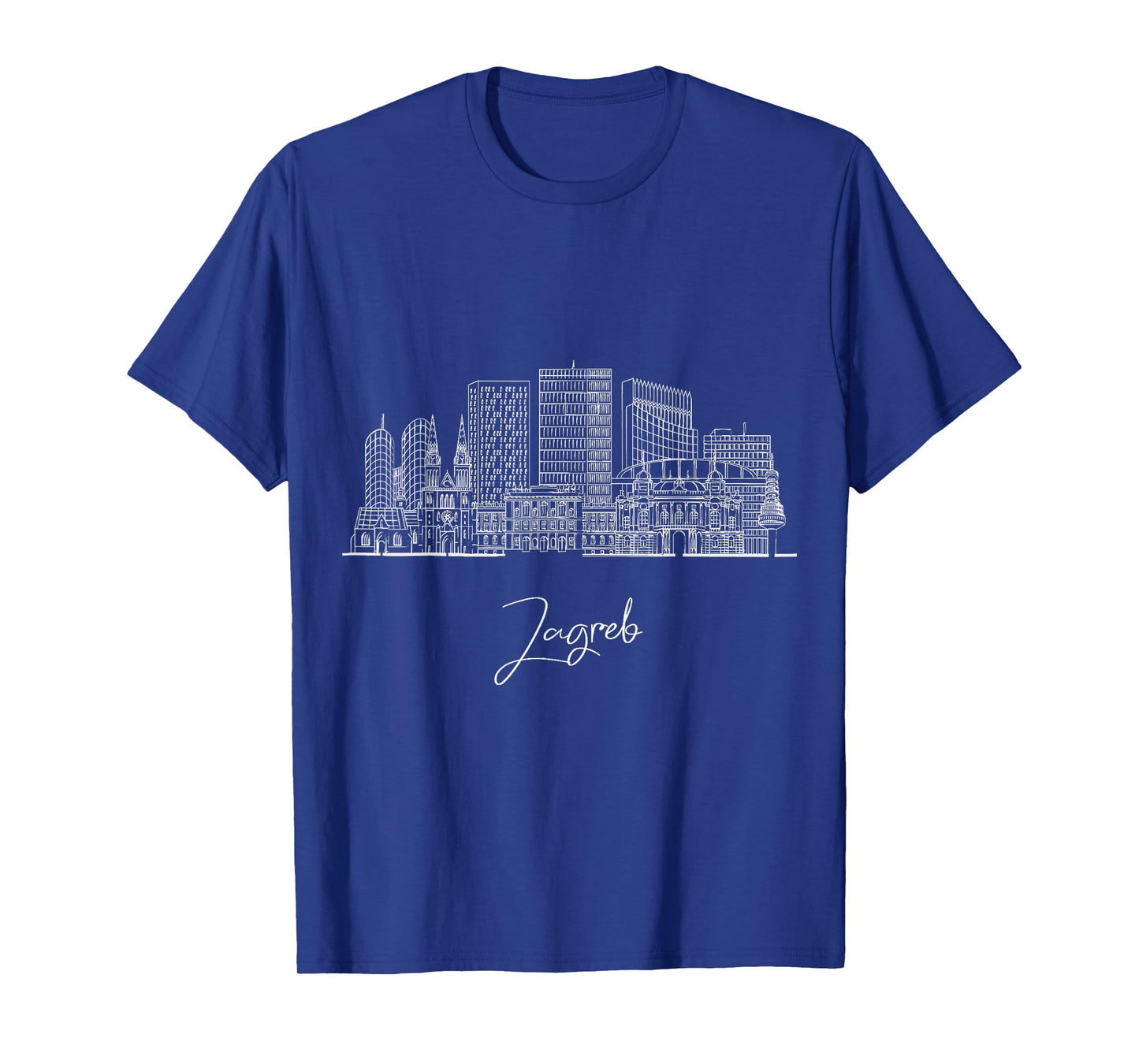Zagreb Croatia Skyline Travel Souvenirs Black Cityscape T-Shirt