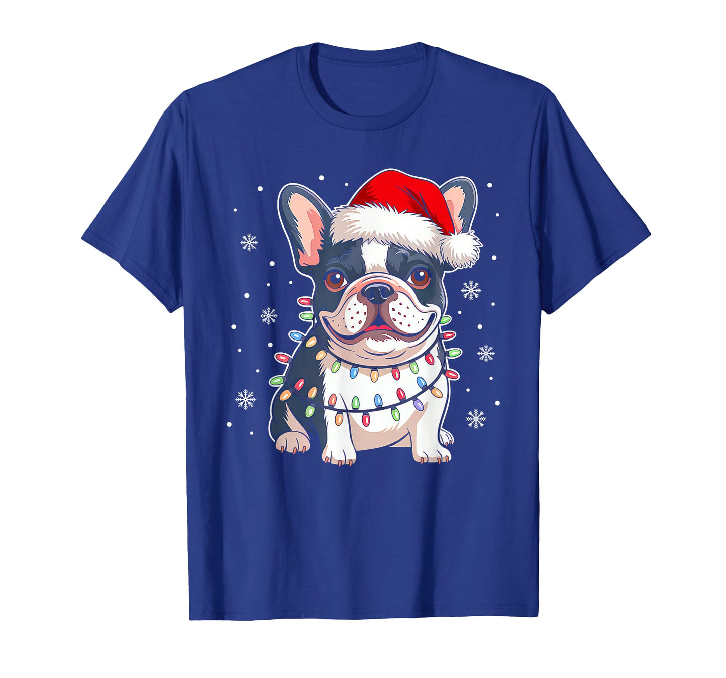 French Bulldog Dog Tree Christmas Lights Funny Xmas Pajamas T-Shirt