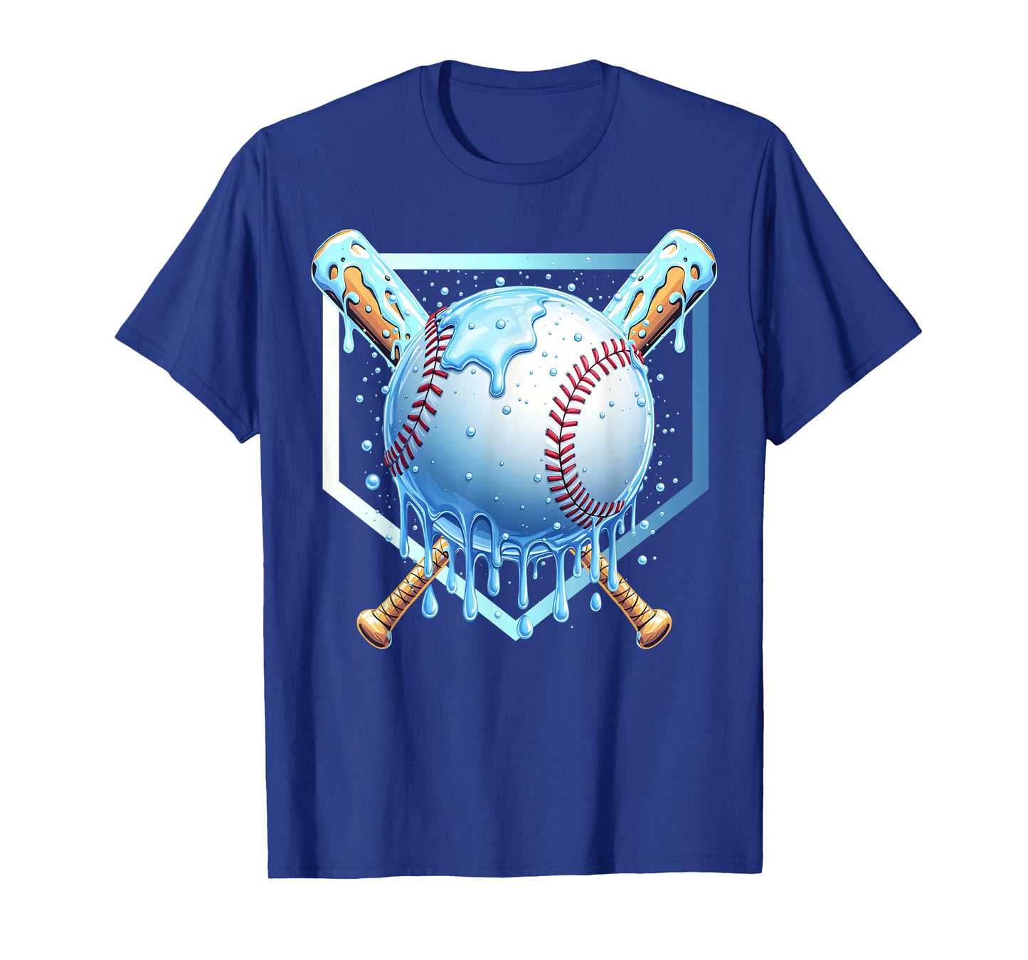 Baseball Drip For Boys Home Plate Ice Cream Drip Youth Sport T-Shirt