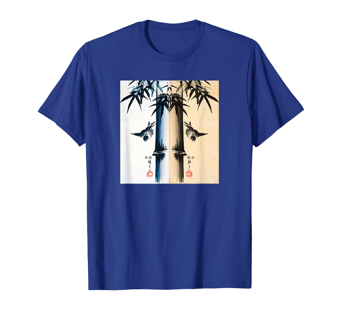 Japanese Bird and Bamboo Ancient Japanese Art Design T-Shirt