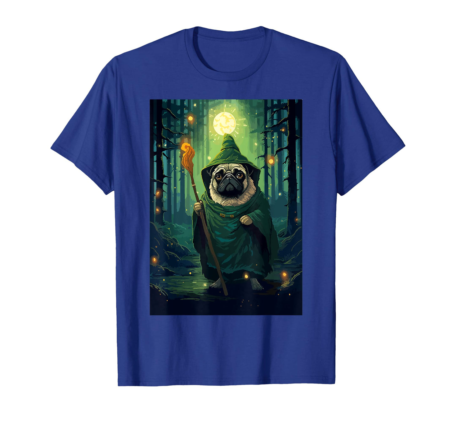Pug Wizard Cute Funny Dog Pixel Art T-Shirt for Men Women Kids