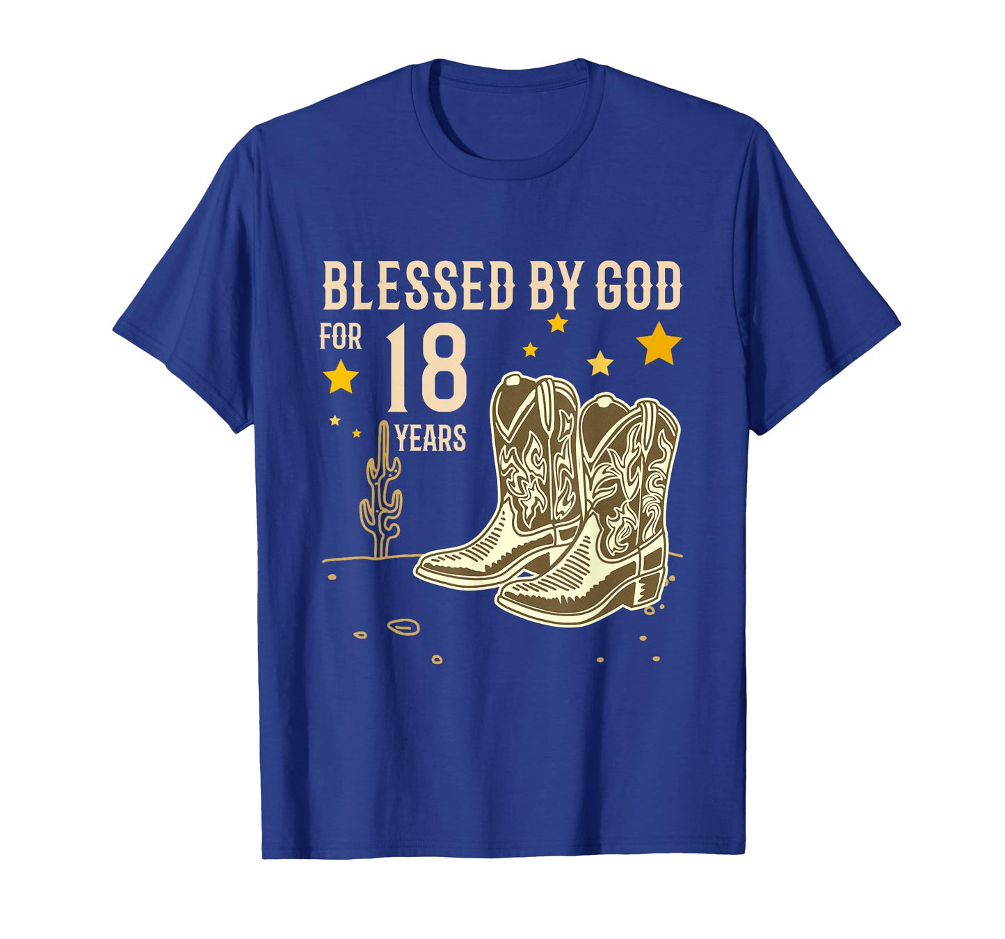 Vintage Blessed by God for 18 Years Cowboy 18th Birthday Boy T-Shirt