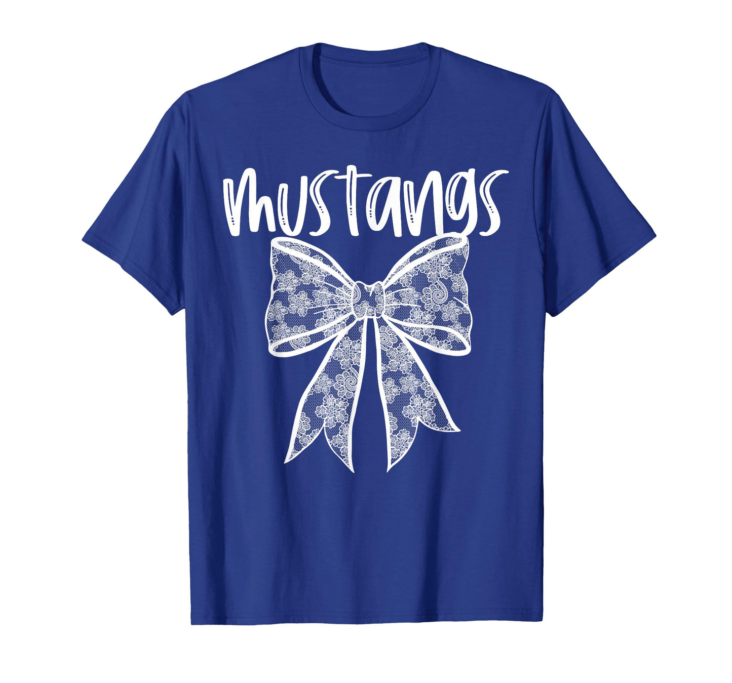 Mustangs Coquette Aesthetic Girly Team Mascot Lace Bow T-Shirt