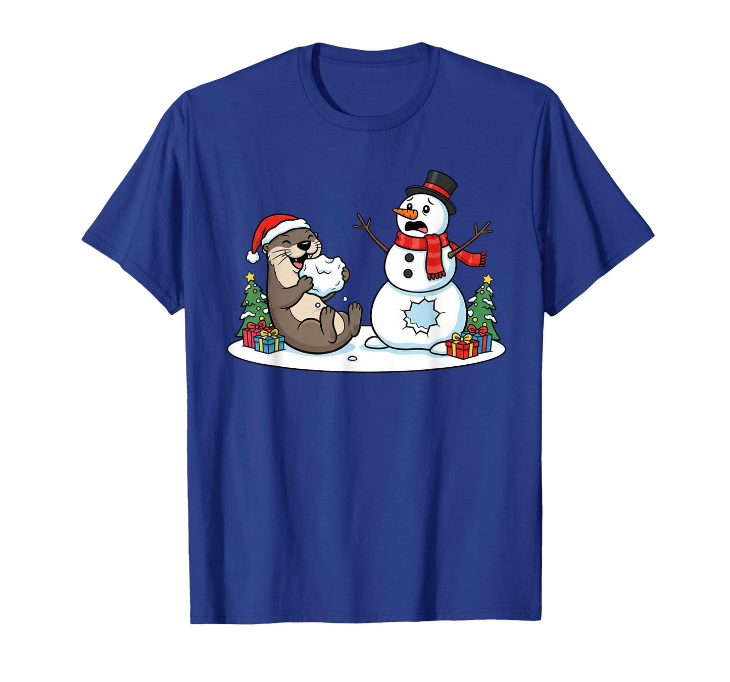 Funny Otter Snowman Christmas Tree Xmas Womens Mens Kids T-Shirt