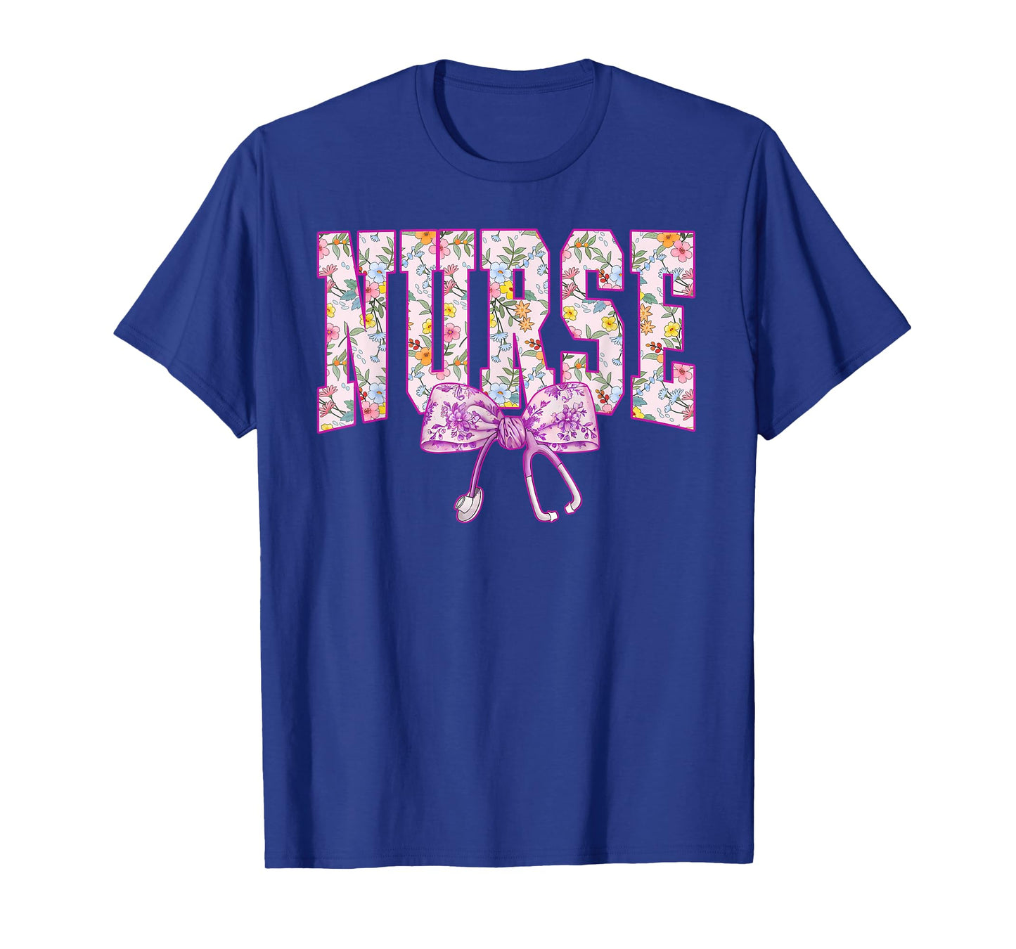 Cute Floral Pink Nurse Coquette Bow Stethoscope Nursing T-Shirt