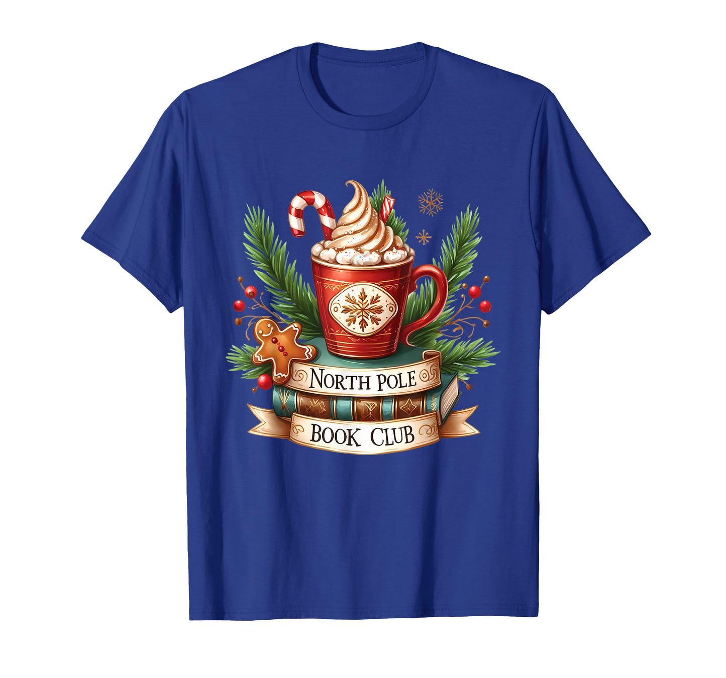 Funny North Pole Book Club Hot Cocoa Bookworm Christmas Xmas T-Shirt
