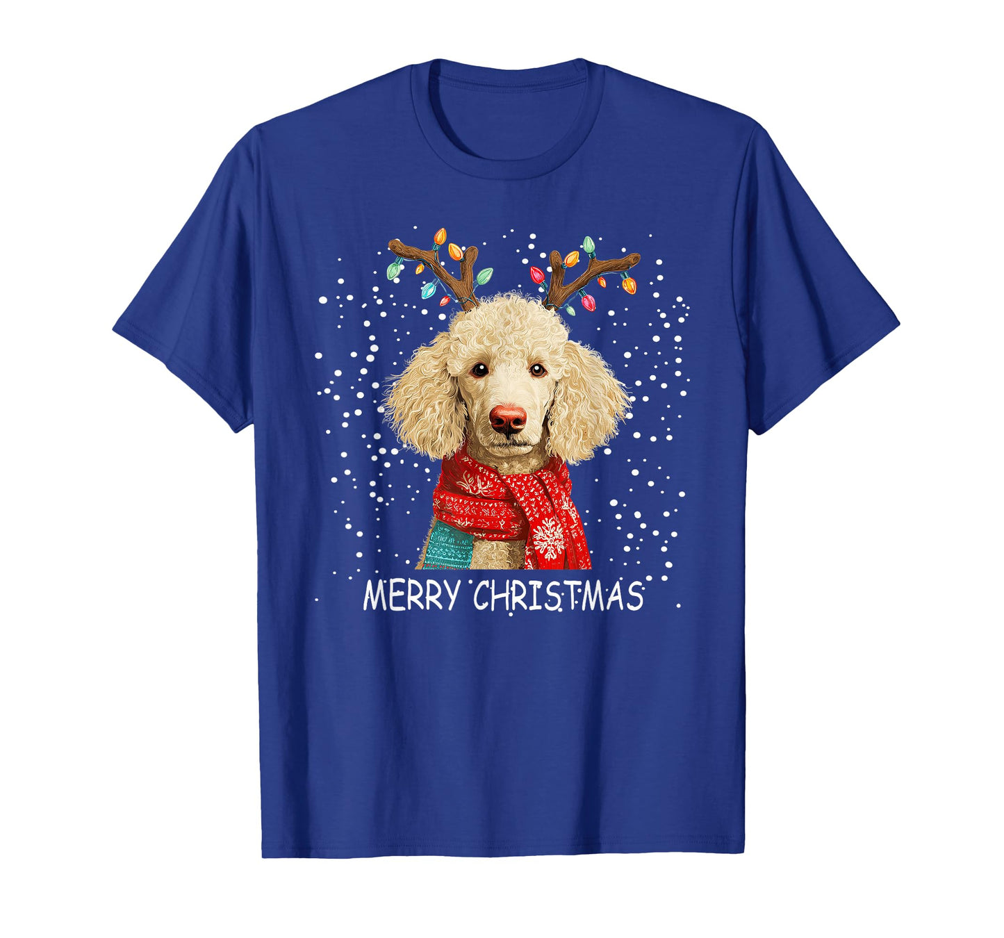 Womens Poodle Dog Xmas Santa Hat Scarf Christmas T-Shirt
