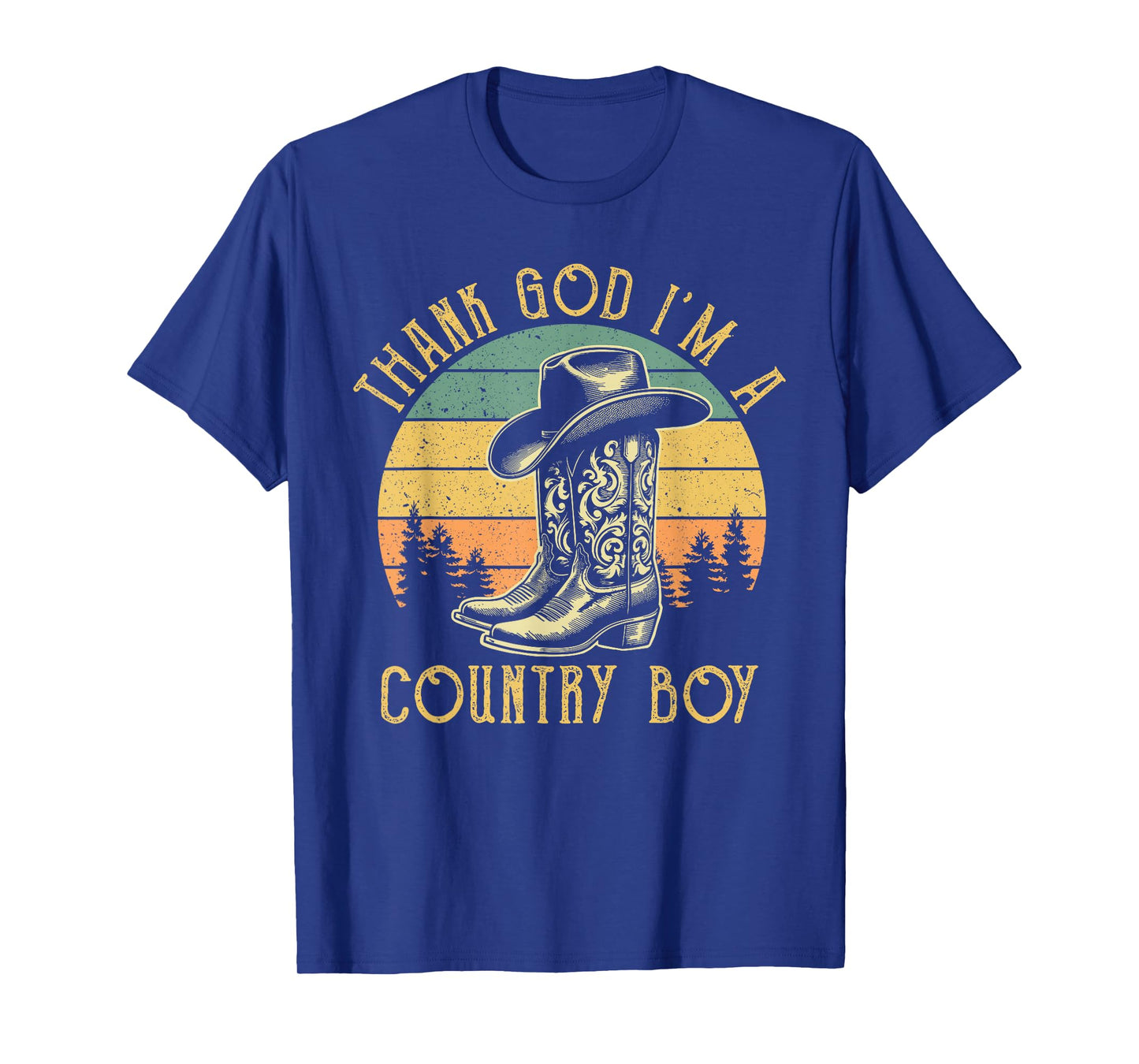 Thank God I'm A Country Music Boy Cowboy Western Retro T-Shirt