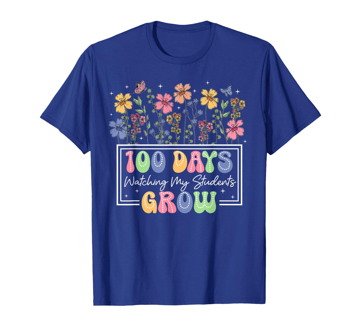 100 Days Of School Watching My Students Grow Boho Flowers T-Shirt