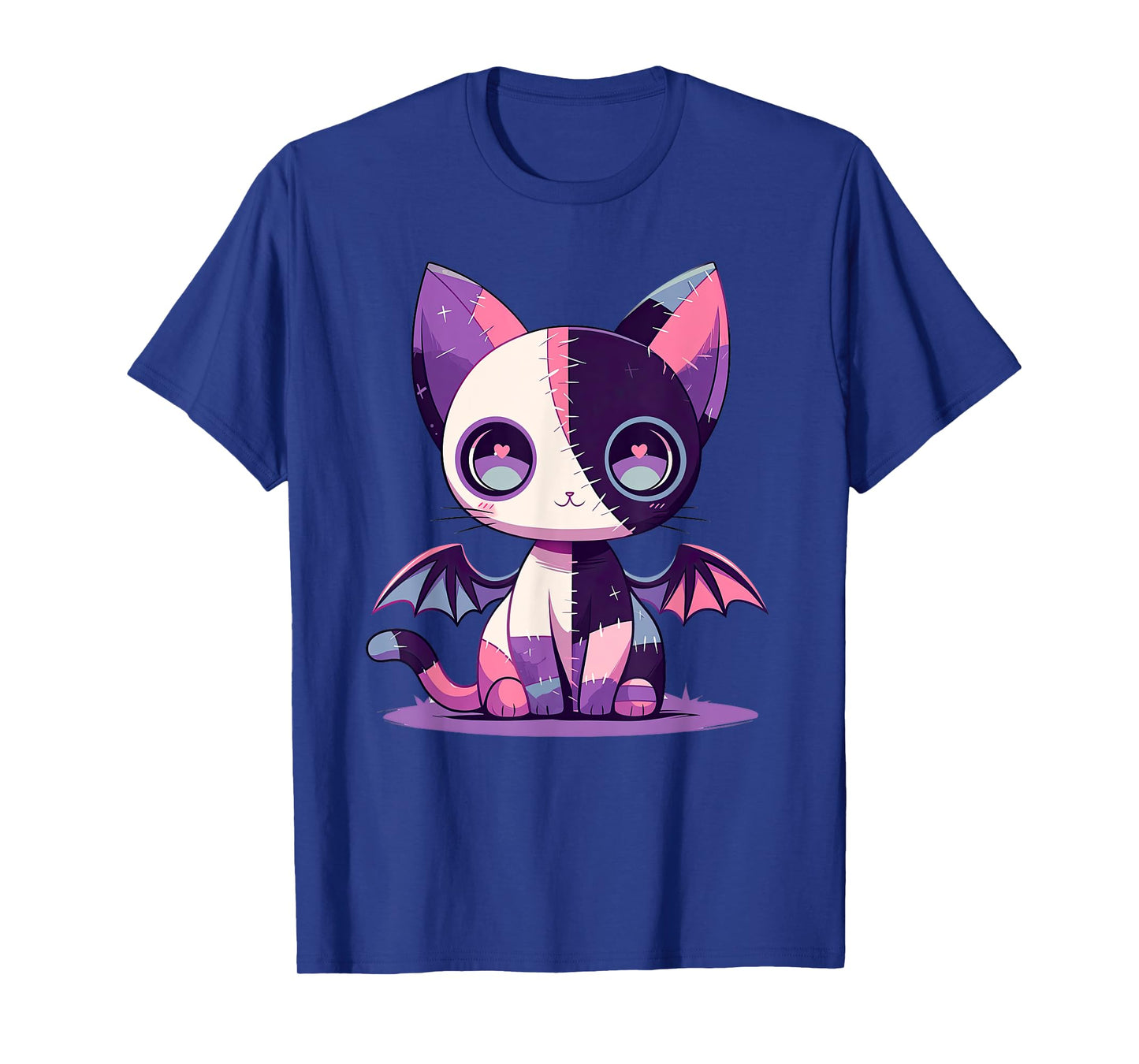 Kawaii Pastel Goth Creepy Cute Witchy Zombie Patchwork Cat T-Shirt