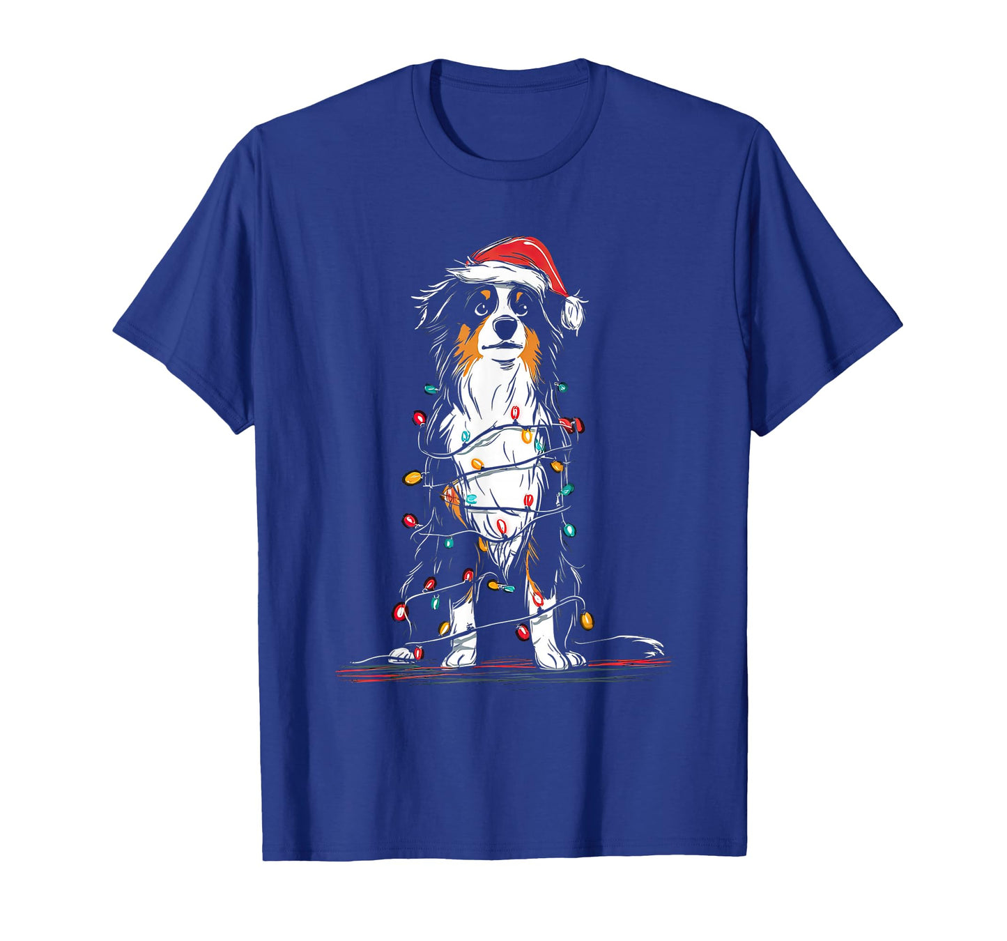 Australian Shepherd Christmas Graphics Dog Lights Aussie T-Shirt