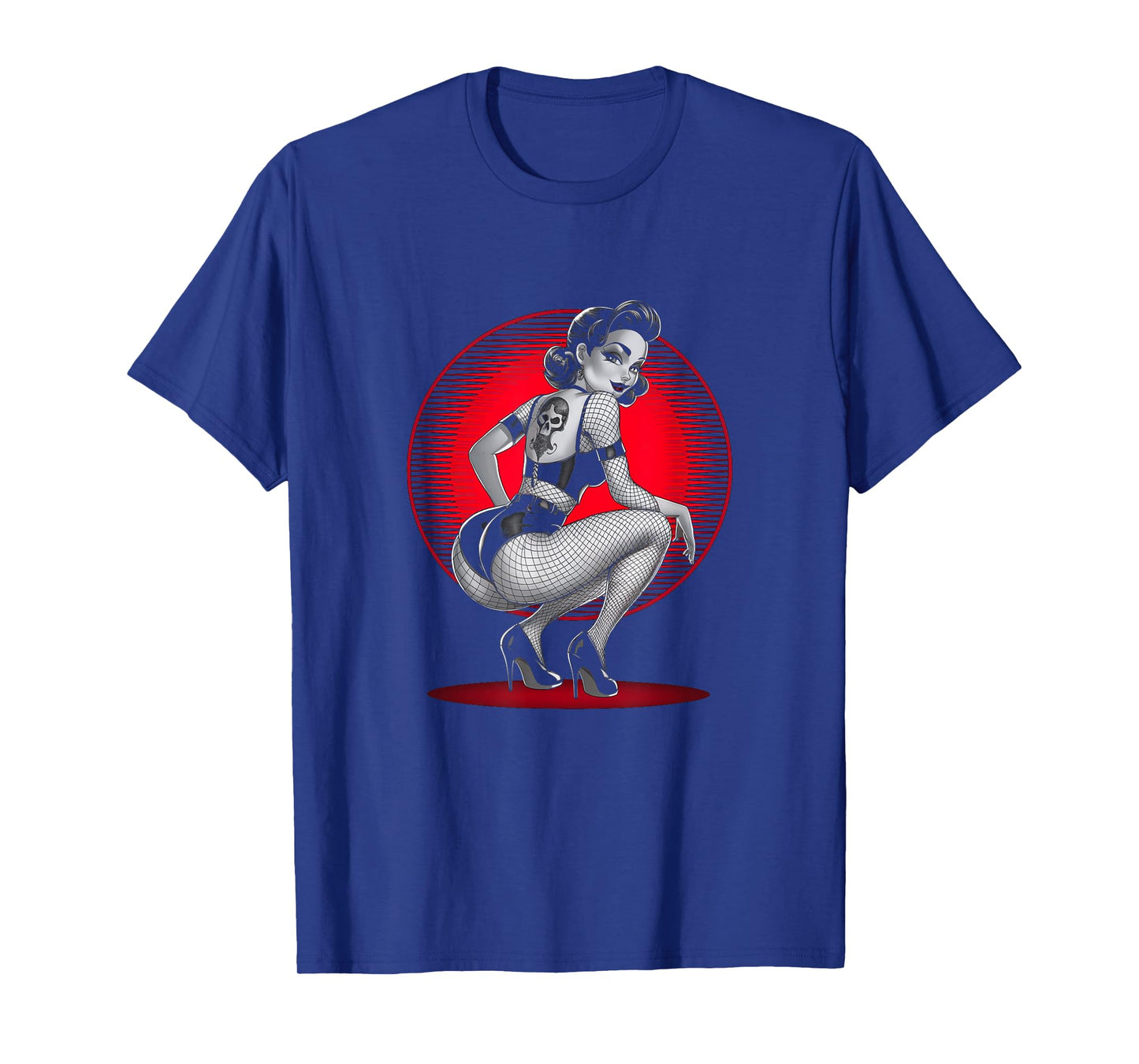 Retro Gothic Halloween Men Women Tees Tattoo Goth Pin-up Girl Vintage Rockabilly Unisex-Adults T-Shirt Black Small Short Sleeve