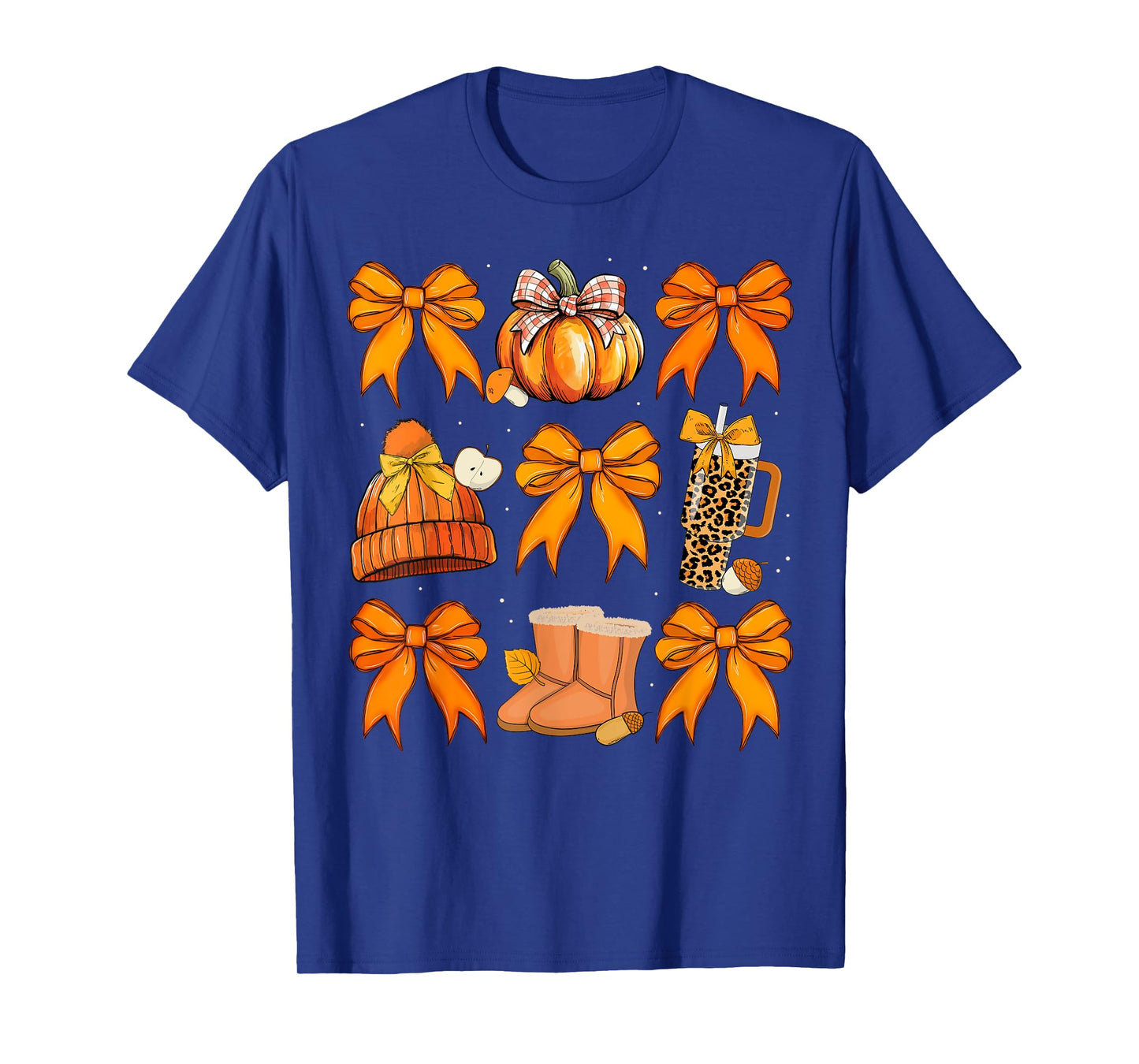 Retro Pumpkin Coquette Bow Fall Autumn Halloween Girl Women T-Shirt
