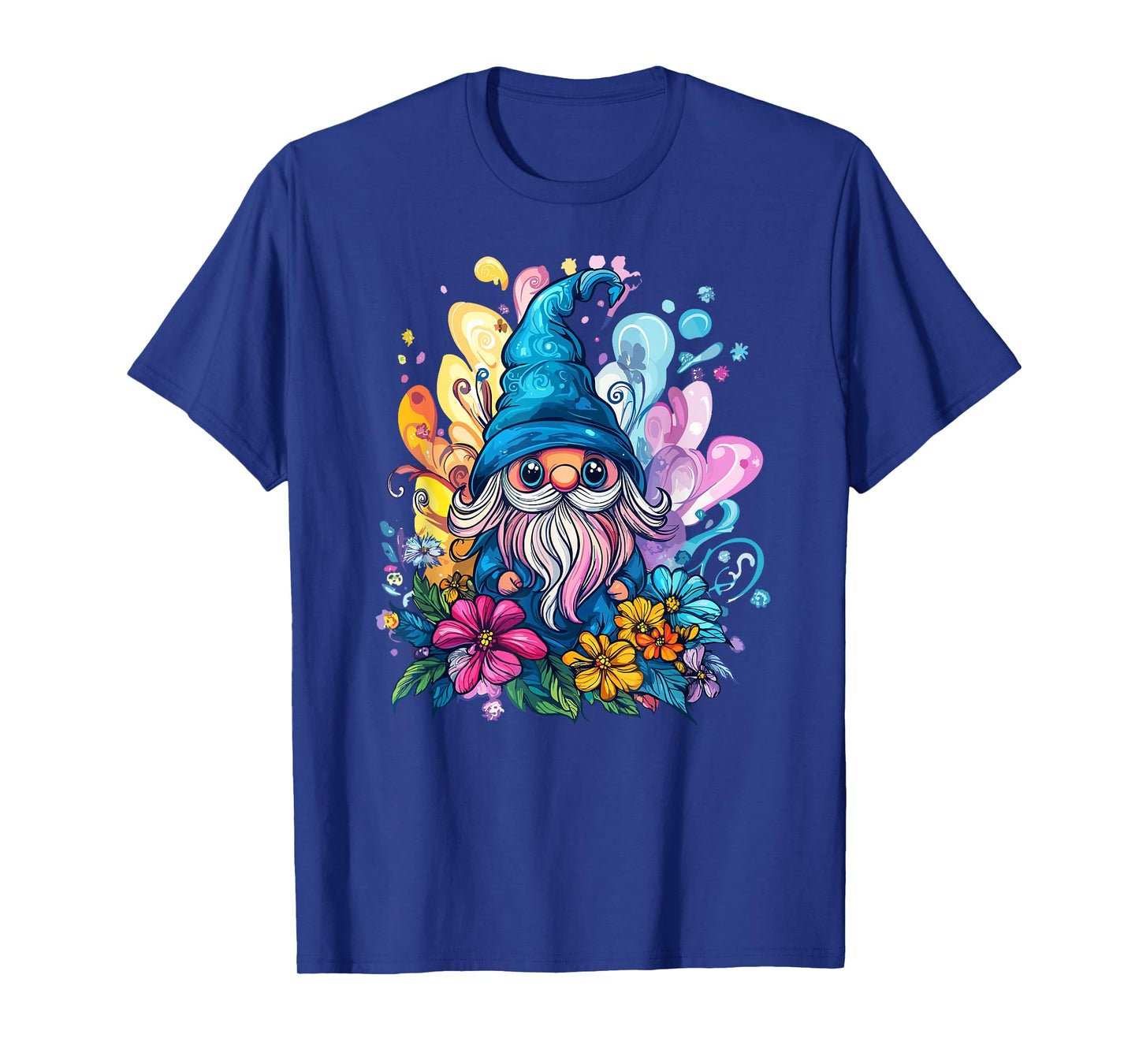 Colorful Gnome Surrounded By Vibrant Flowers T-Shirt