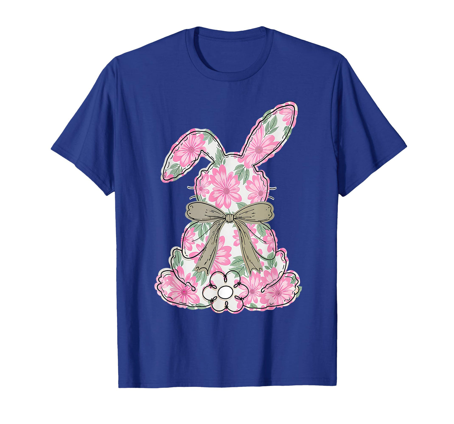 Coquette Bow Easter Bunny Spring Florals Women Teen Girl T-Shirt