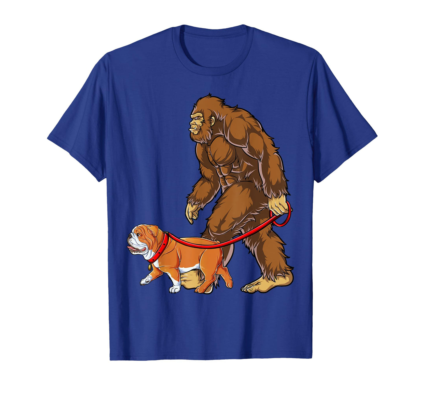 Bigfoot English Bulldog Dog Walk Funny Sasquatch Lovers Men T-Shirt