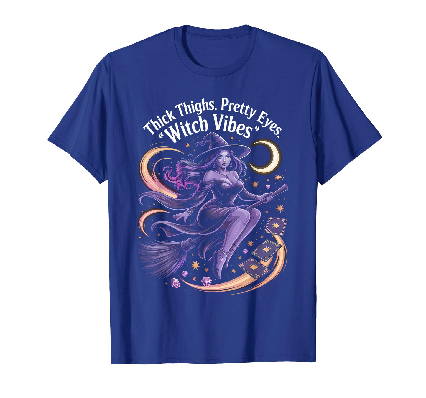 Thick Thighs Pretty Eyes Witch Vibes Mystical Halloween T-Shirt