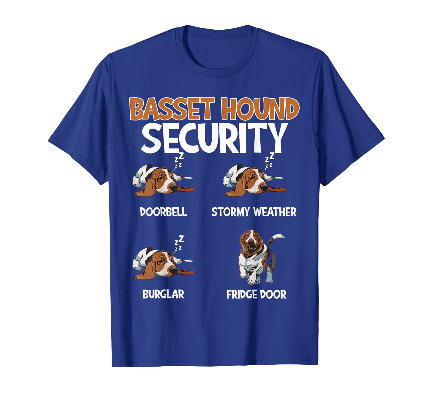 Funny Basset Hound Security Dog Sleeping Humor Design T-Shirt