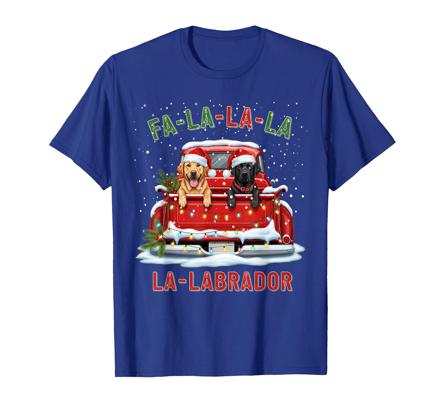 FA La La La Labrador Black Lab Christmas Dog Red Truck Xmas T-Shirt