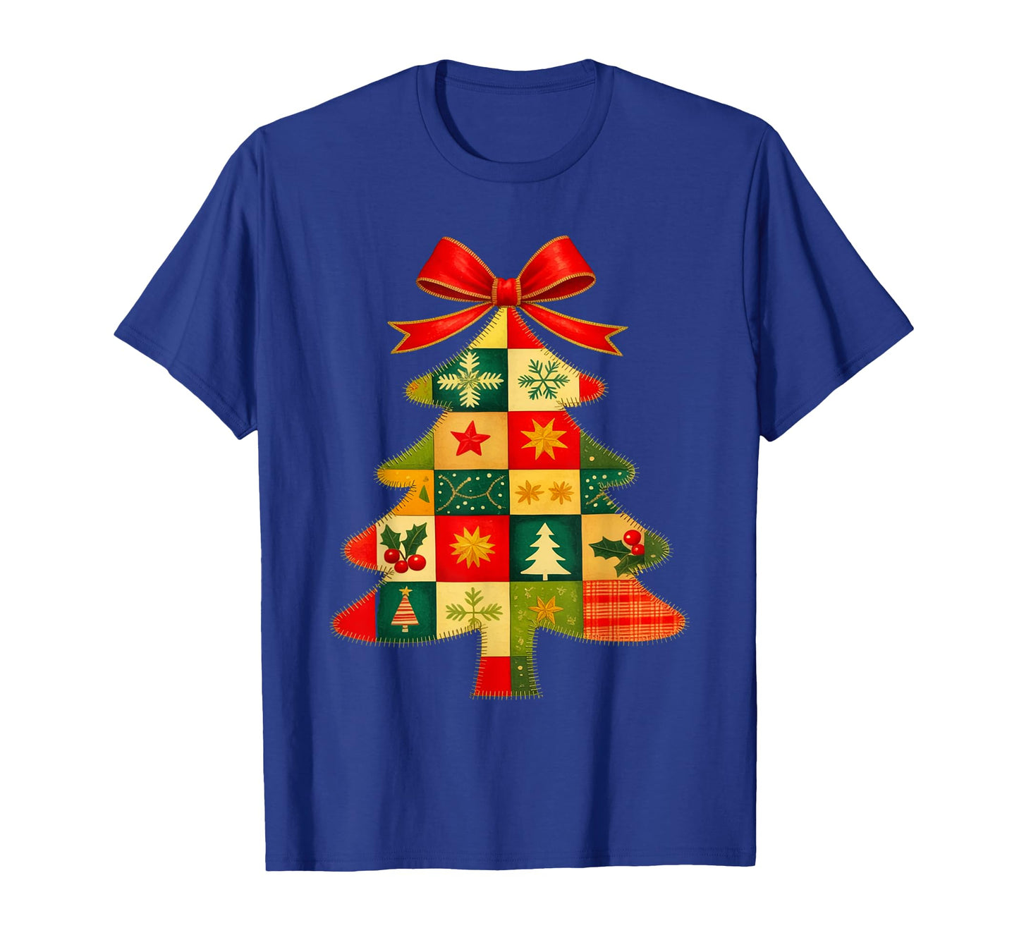 Family Christmas Patchwork Tree Holiday Xmas Vibes Men Women T-Shirt