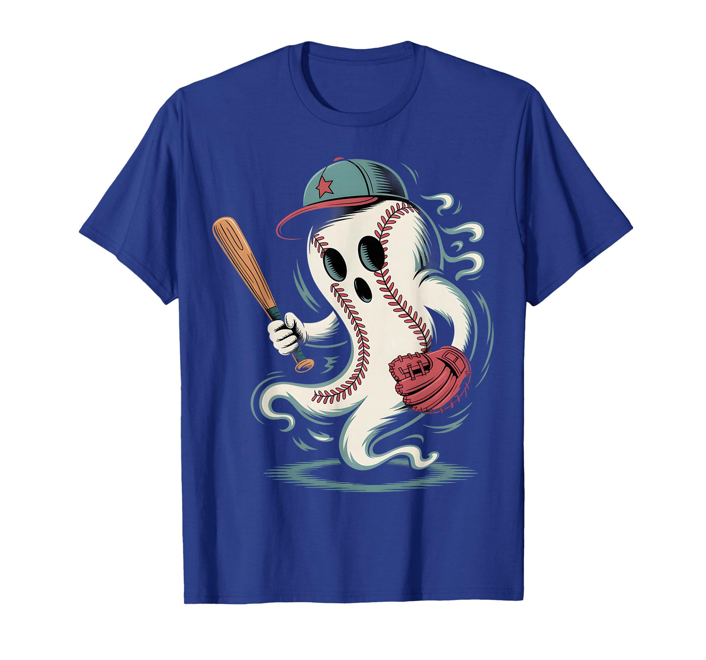 Ghost Baseball Player Funny Halloween Sports Mashup T-Shirt