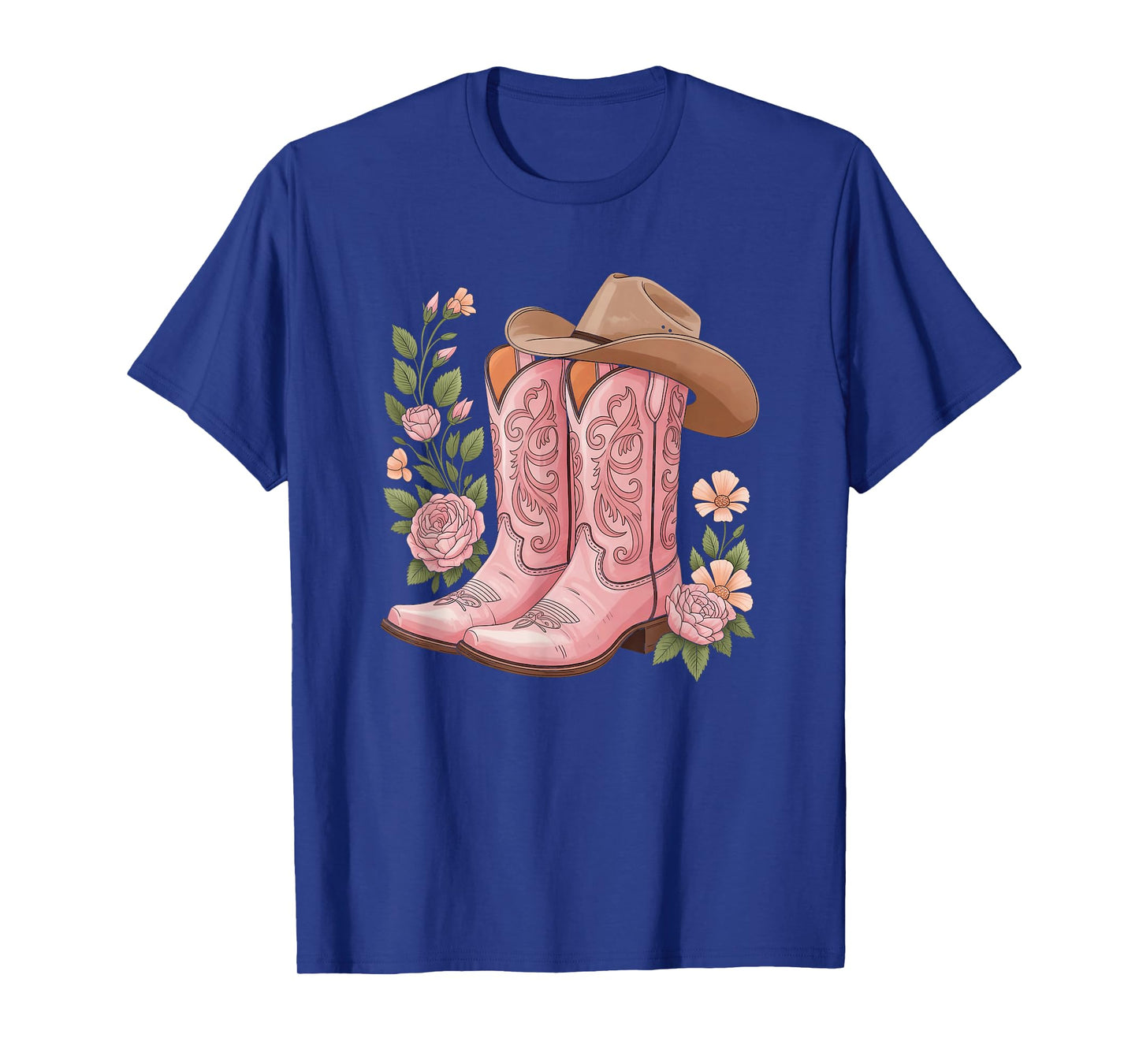 cowboy boot western country cowgirl flowers girl pink woman T-Shirt