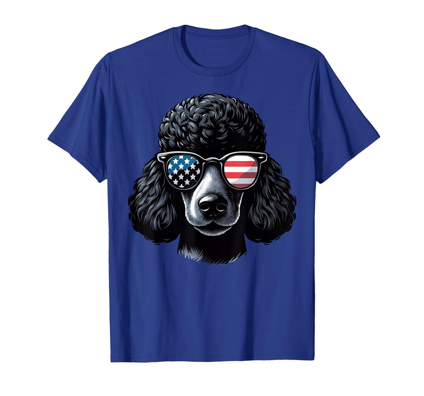 Black Poodle Patriotic American Flag USA Sunglasses Dog T-Shirt
