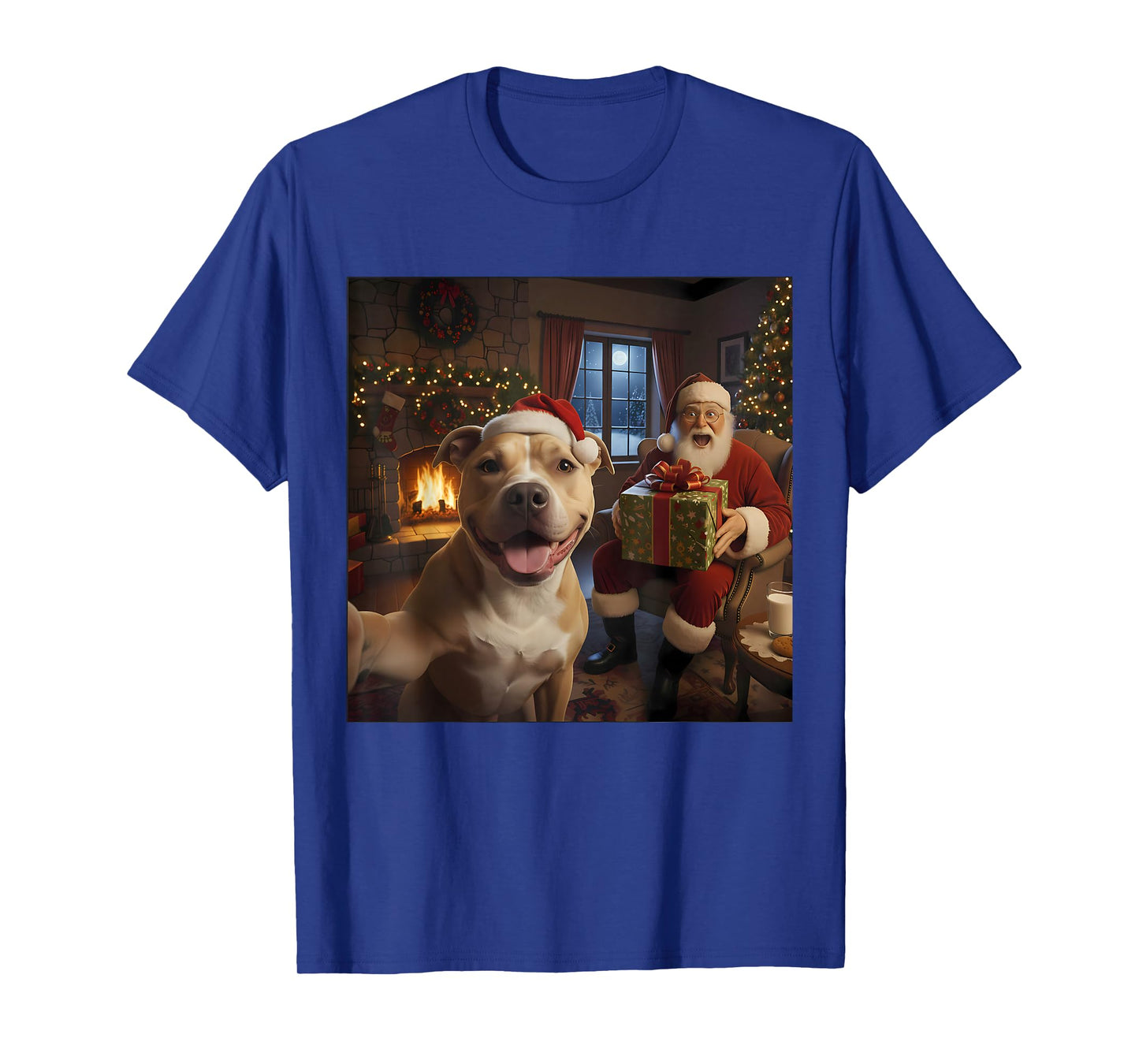 Pitbull Selfie with Santa Claus Funny Christmas Meme T-Shirt
