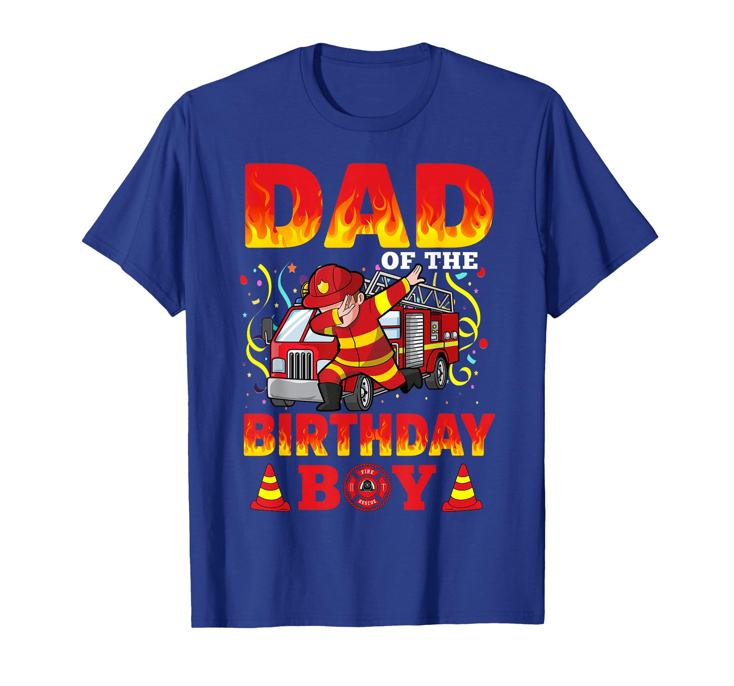 Dad Of The Birthday Boy Fire Truck Firefighter Boys T-Shirt