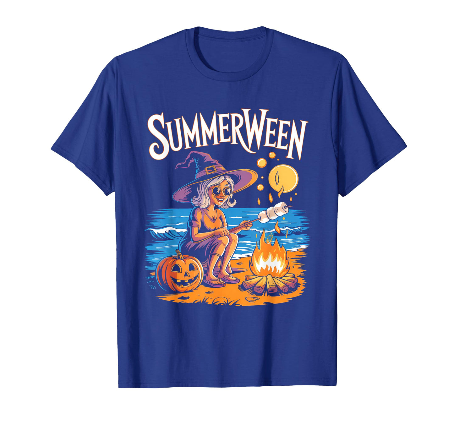 Cute Summerween Ghost Funny Beach Halloween T-Shirt