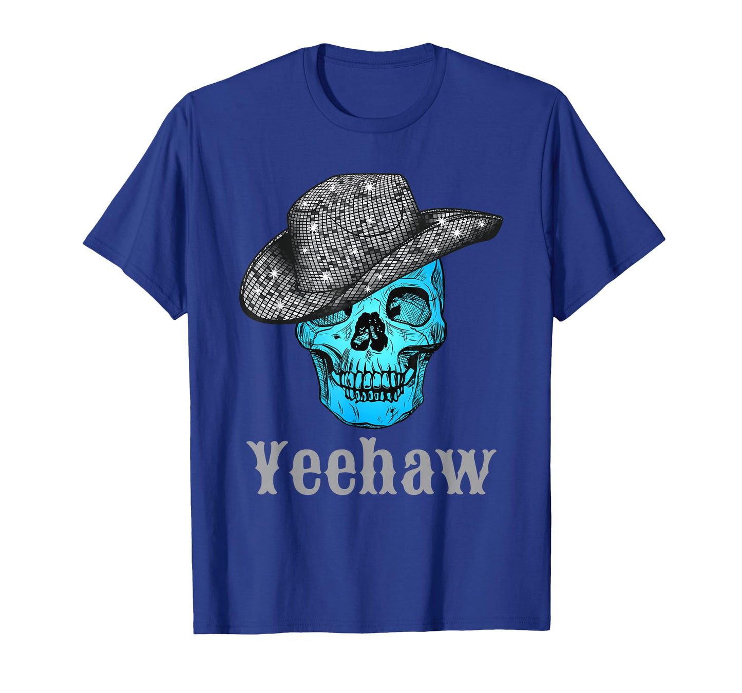 Disco Cowboy Hat with Skull Skeleton Western Country 70s T-Shirt