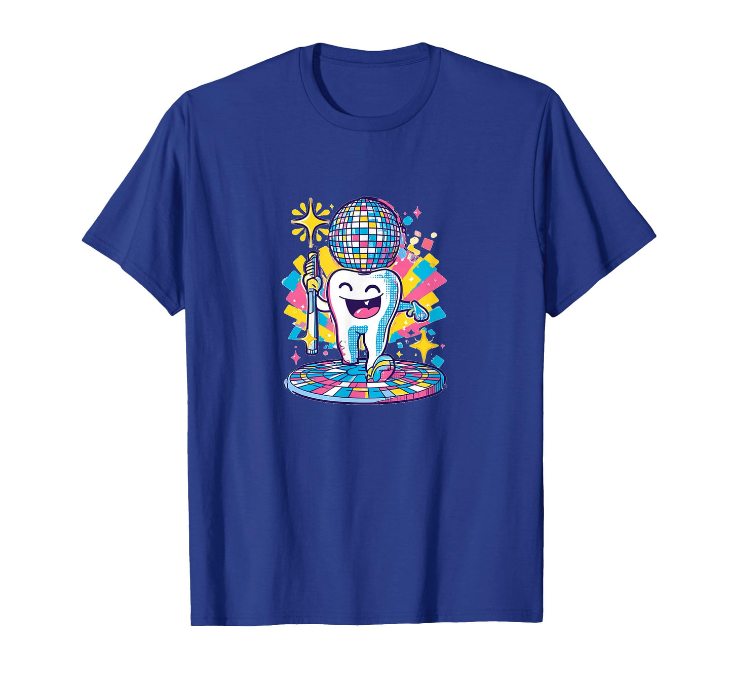 Funny Retro Disco Tooth with Toothbrush Costume T-Shirt