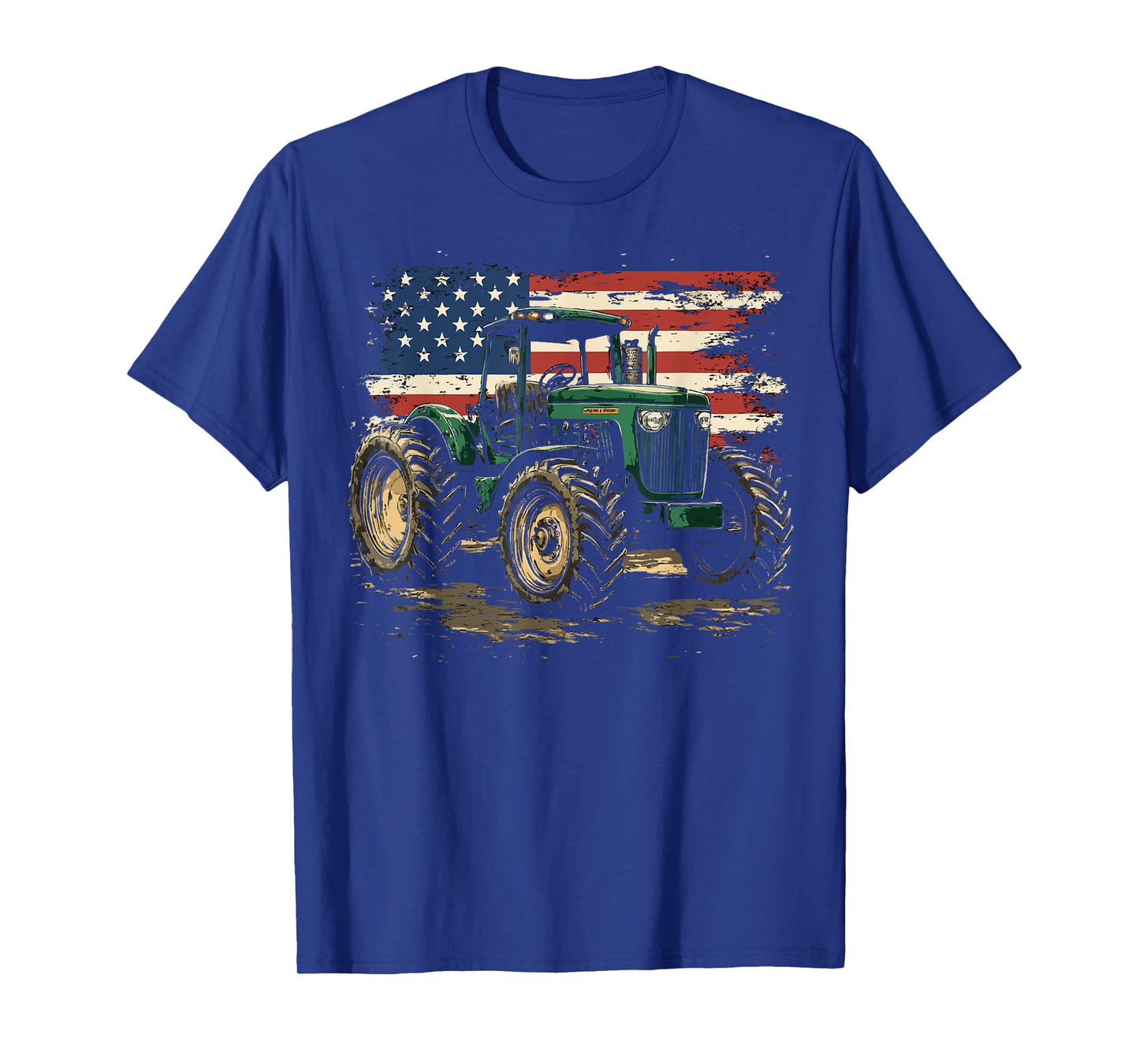 Vintage Green Tractor American Flag Pride T-Shirt