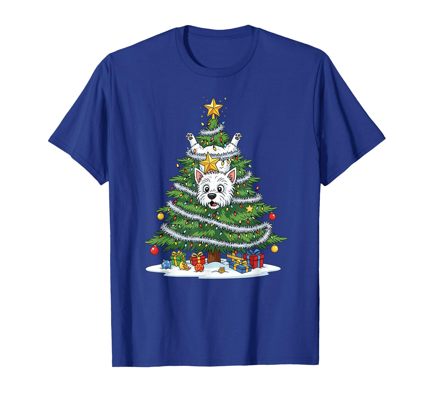 Funny West Highland White Terrier Dog Christmas Tree T-Shirt