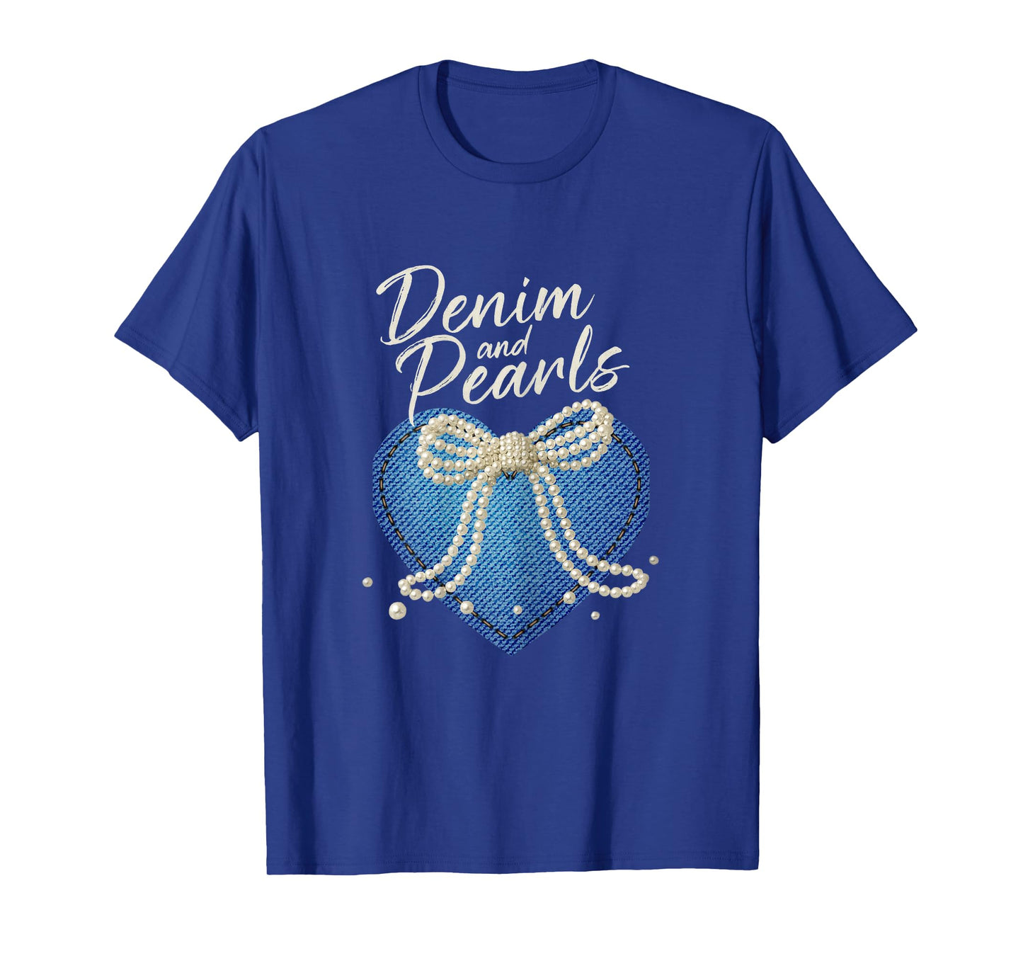 Denim and Pearls Heart Country Western Fashion for Women's T-Shirt