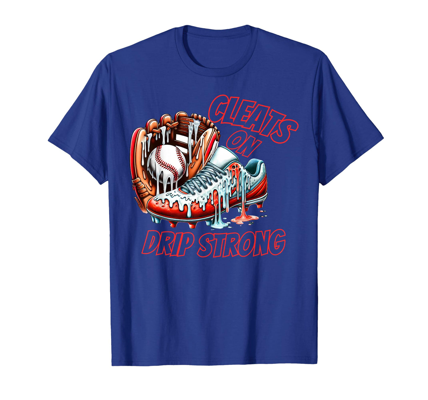 Cleats On Drip Strong Baseball Ice Cream Drip Men Women Kids T-Shirt